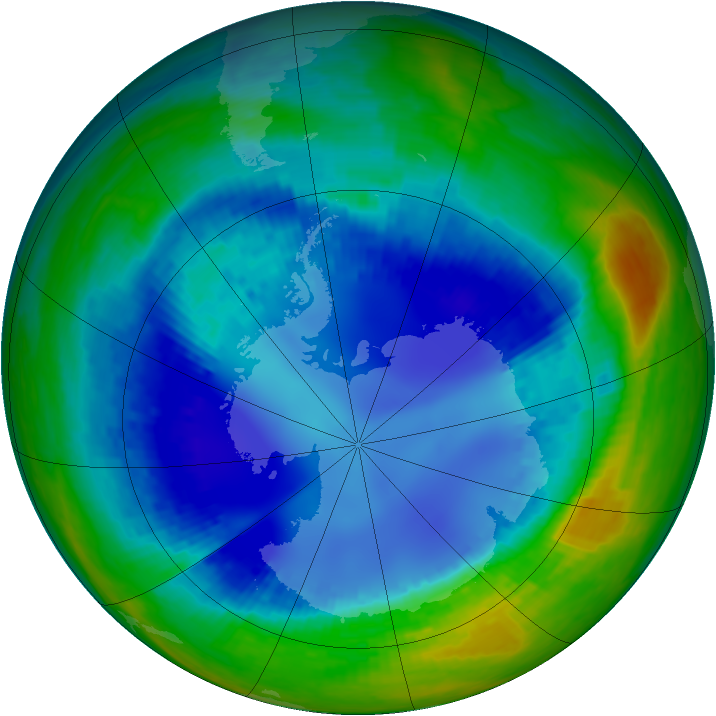 Antarctic ozone map for 18 August 2003